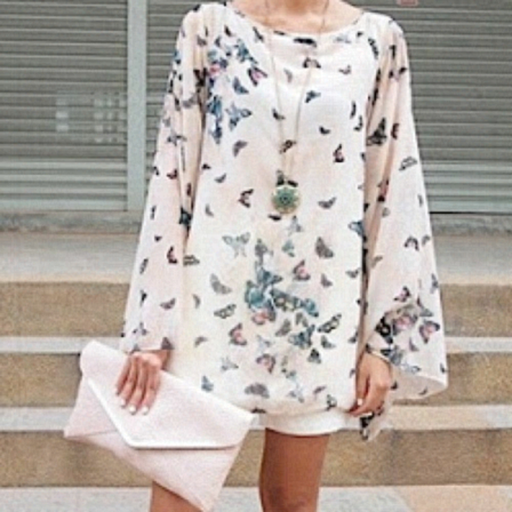 Topshop Iconic Butterfly Long Sleeve Blouse